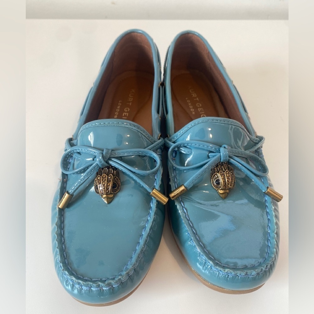 Kurt Geiger Teal Blue Patent Leather Boat Loafers Size 6 - Picture 6 of 6
